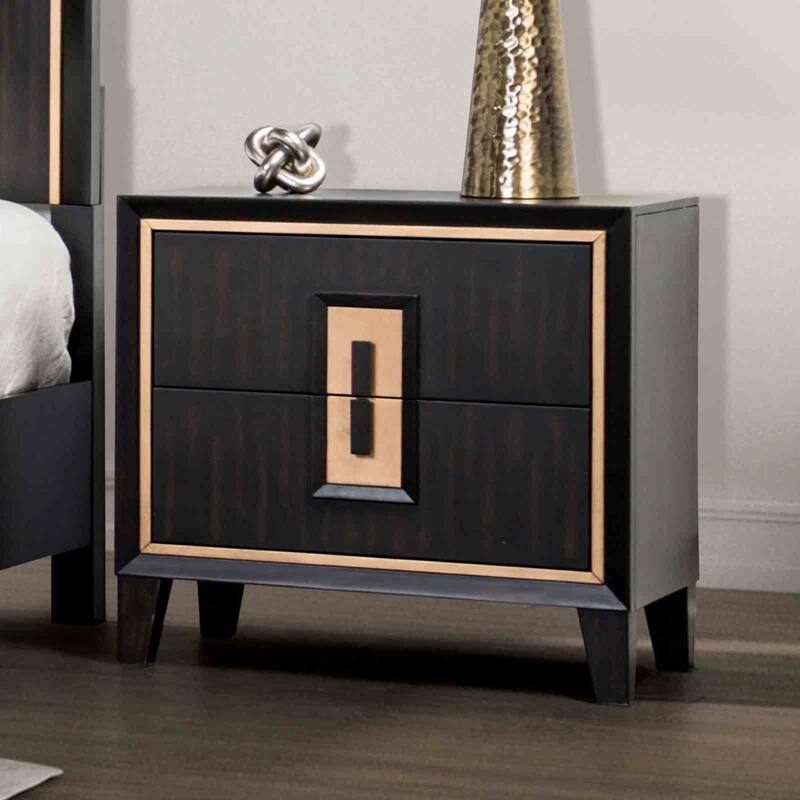 Contemporary Espresso Finish 4-Piece Bedroom Set Panel Bed Dresser Mirror Nightstand