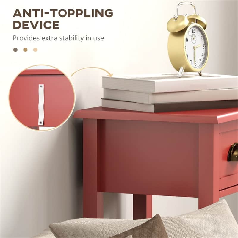 Lightweight and Stylish Bedroom Side Table with Storage Drawer and Bottom Shelf Ideal for Small Spaces