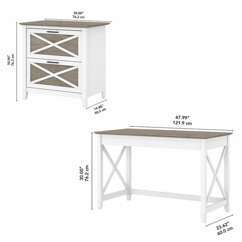 Key West 48W Writing Desk with Lateral File Cabinet by Bush Furniture