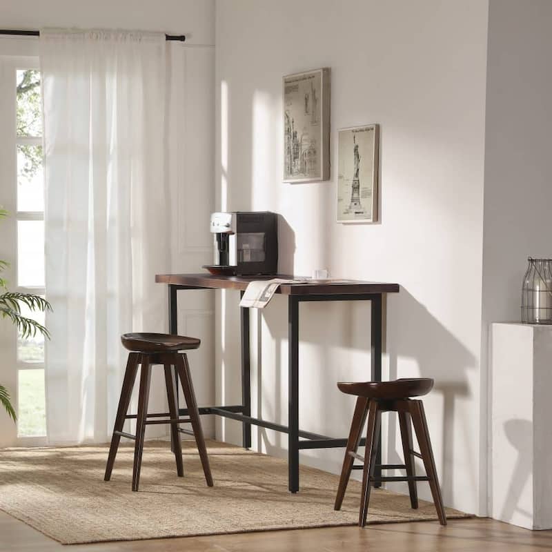 Bali Backless Wood Swivel Indoor Barstool - N/A - Cappuccino - Counter Height - 23-28 in.
