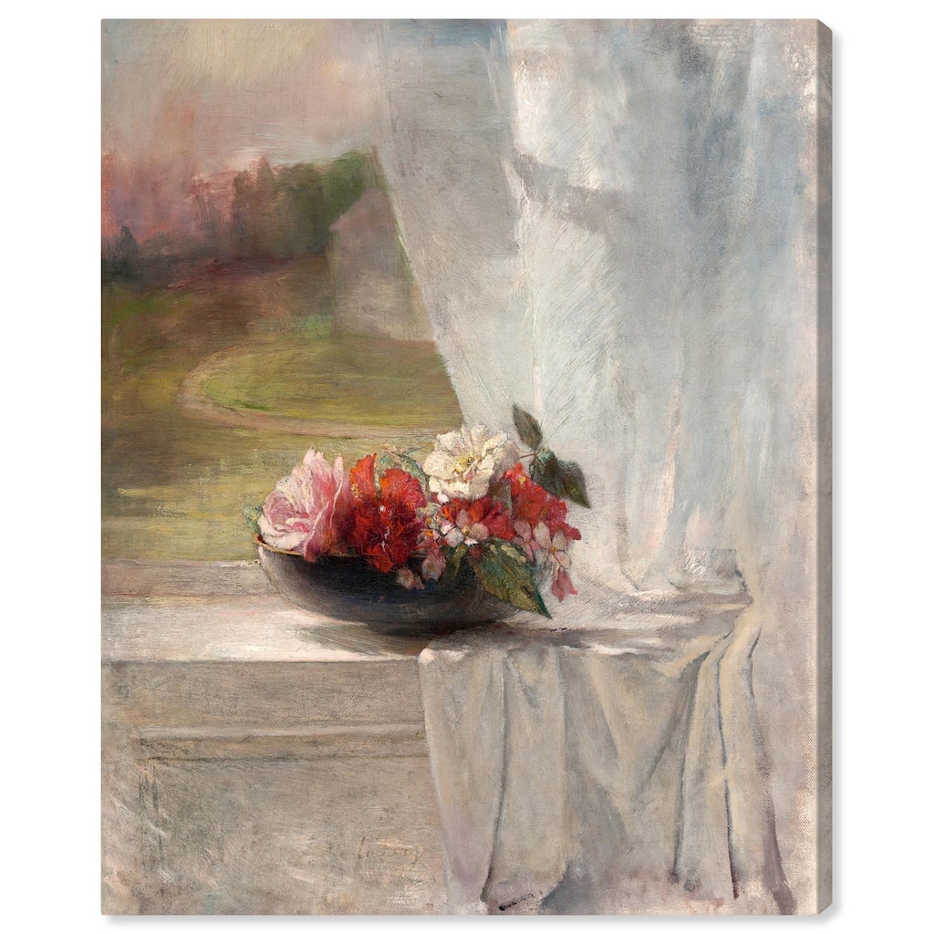 Flowers on a Window 1861 Canvas by Art Remedy, Gallery Wrapped