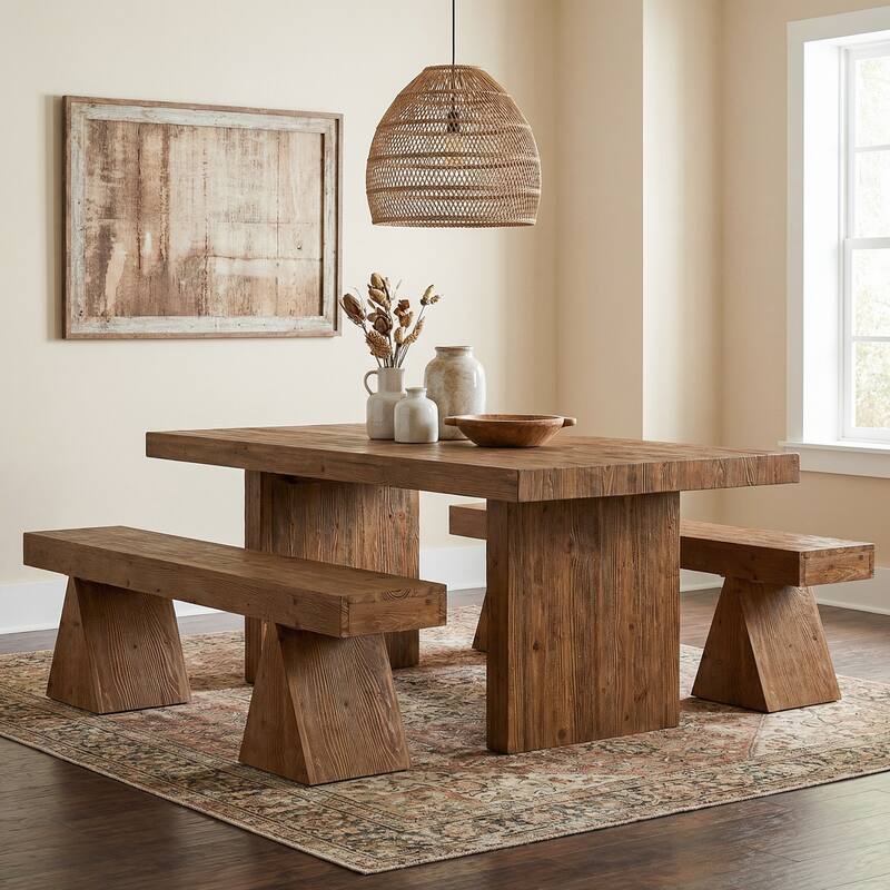 Solid Wood Bench, 63" Dining Bench, Entryway Benches for Dining Room, Bedroom, Hallway, Kitchen