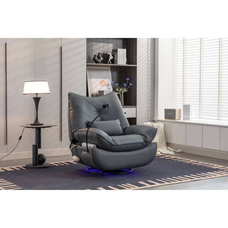 270° Swivel Glider Recliner Chair, Power Recliner with USB Port, Atmosphere Lamp