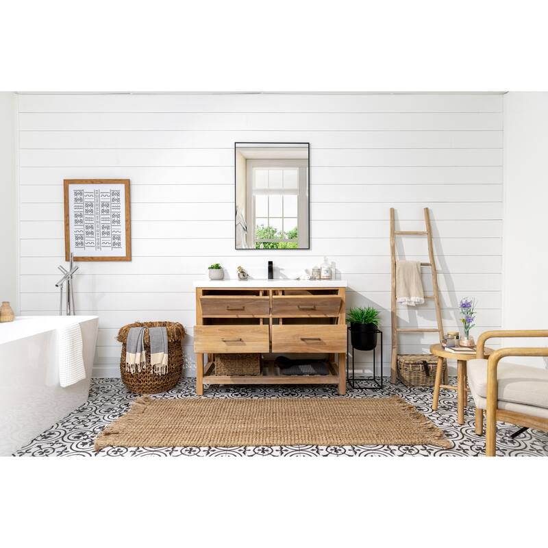 Willow Collections 48 in. W x 22 in. D Parker Solid Teak Single Sink Bathroom Vanity with Countertop