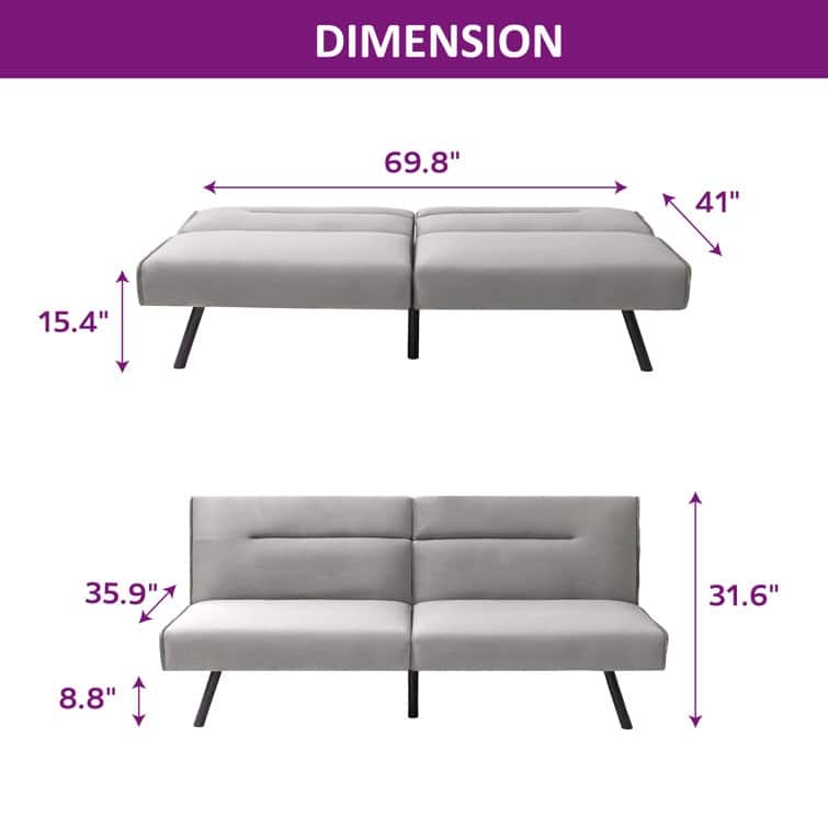 69.8'' Upholstered Tight Back Convertible Sofa