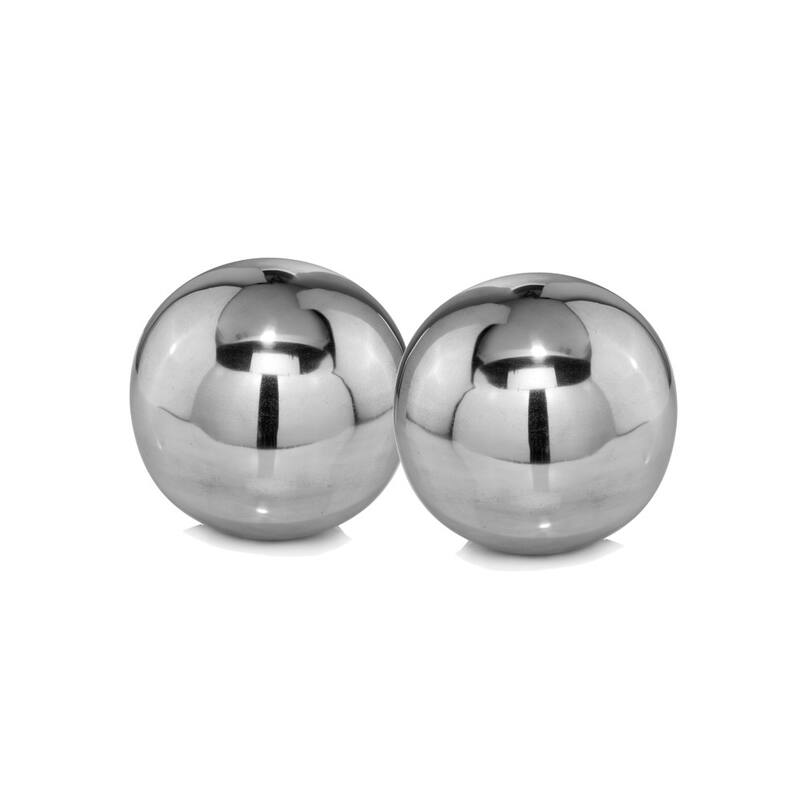 HomeRoots Set of Two Silver Buffed Aluminum Decorative Orb Tabletop Sculpture