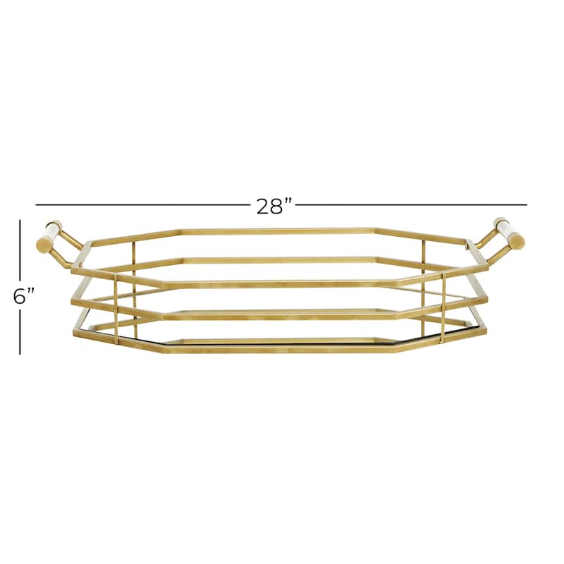 Metal Mirrored Tray - Gold - CosmoLiving by Cosmopolitan - 16"W x 27"L x 6"H