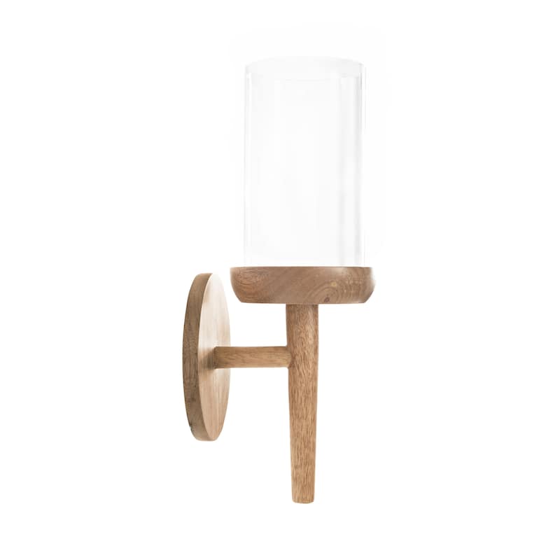 Kate and Laurel Shae Wood and Glass Wall Sconce