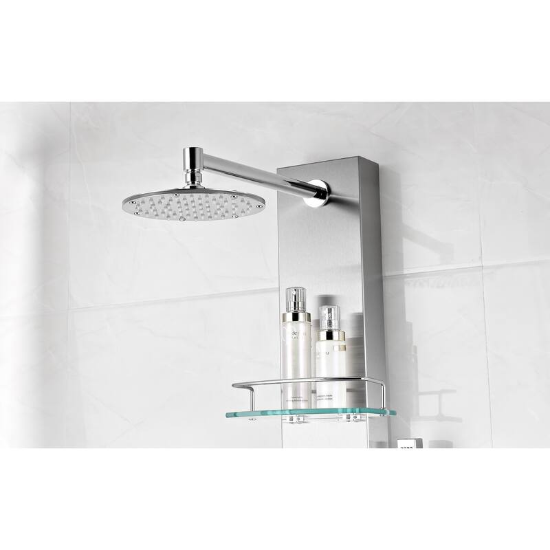 ANZZI Coastal Full Body Shower Panel with Heavy Rain Shower in Brushed Steel