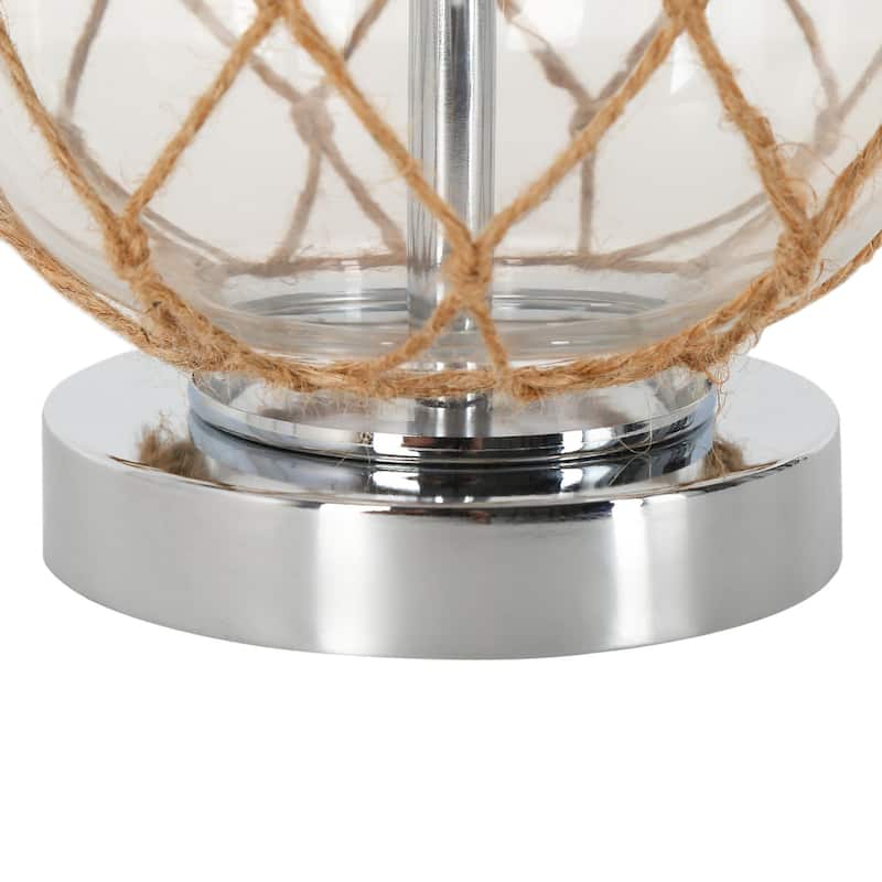 Modern Glass Table Lamp Coastal 26-inch Cylindrical Desk Lamp with Jute Rope Design - L15" x H26"