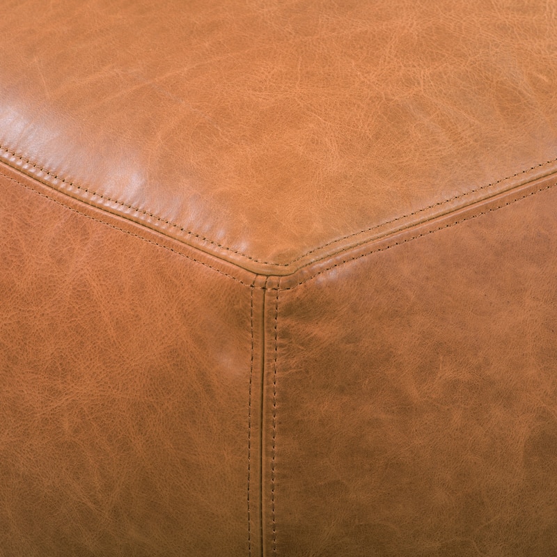 Poly & Bark Denver Leather Ottoman - Full Grain Genuine Italian Leather