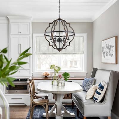 25" Industrial Wood Grain 6-light Chandelier Pendant Light