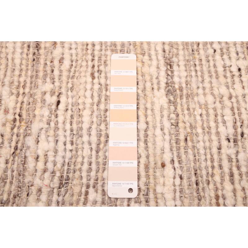 ECARPETGALLERY Braid weave Sienna Cream, Taupe Wool Kilim - 8'0 x 10'0