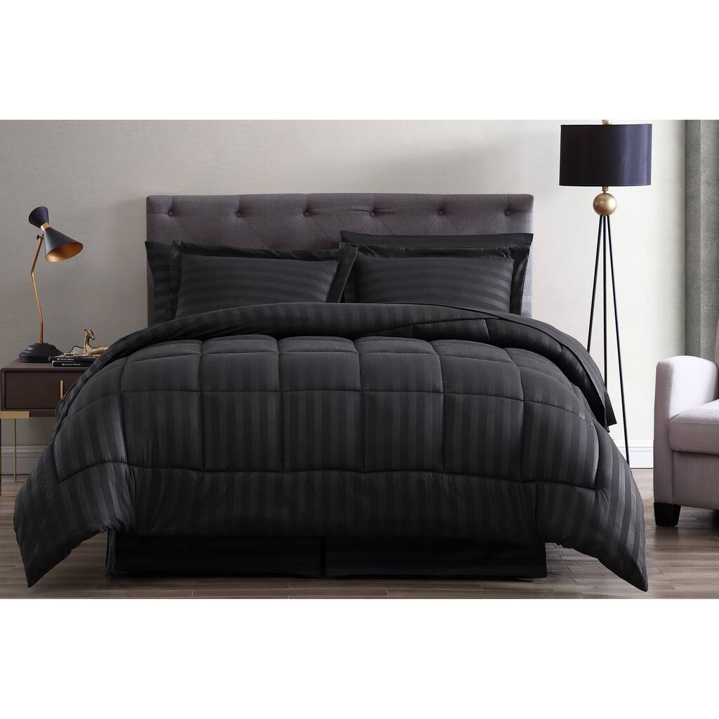 Maple Dobby Stripe 8 Piece Bed in a Bag Comforter Set