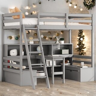 Twin Loft Bed with Desk & Storage