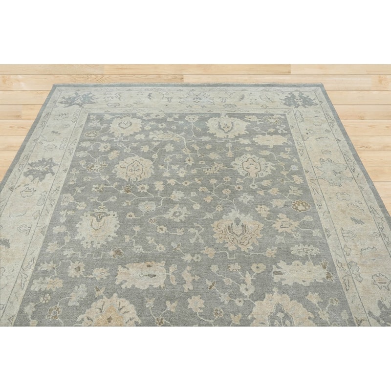 LoomBloom Multi Size Hand Knotted Turkish Oushak Gray Wool Area Rug
