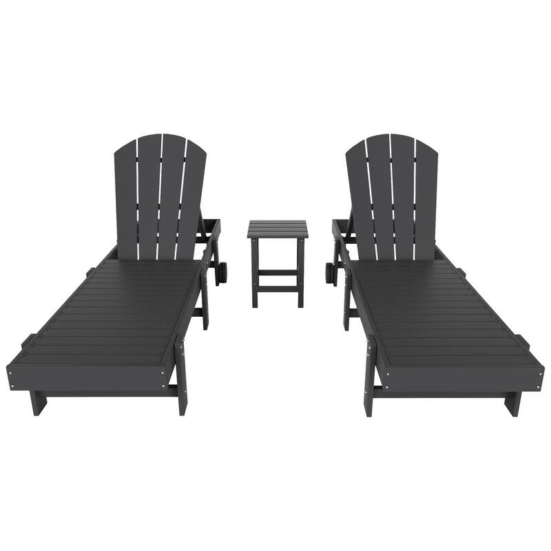 Polytrends Laguna Hdpe All Weather Outdoor Patio Pool Reclining Armless Chaise Lounges (3-Piece Set)