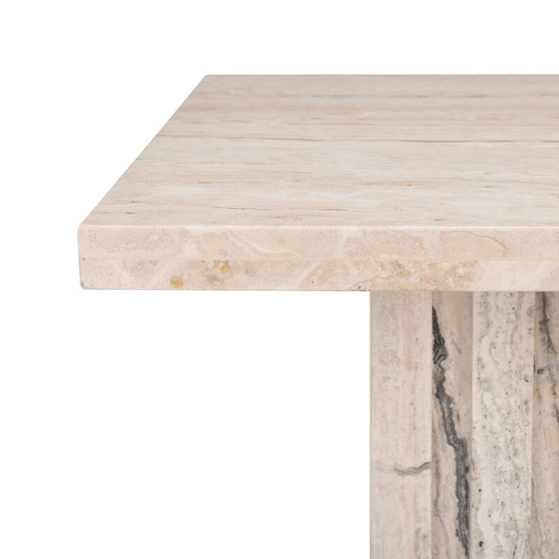 SAFAVIEH Couture Eftenia Tall Square Marble Accent Table - 21 In W x 21 In D x 16 In H - 21"W x 21"D x 16"H