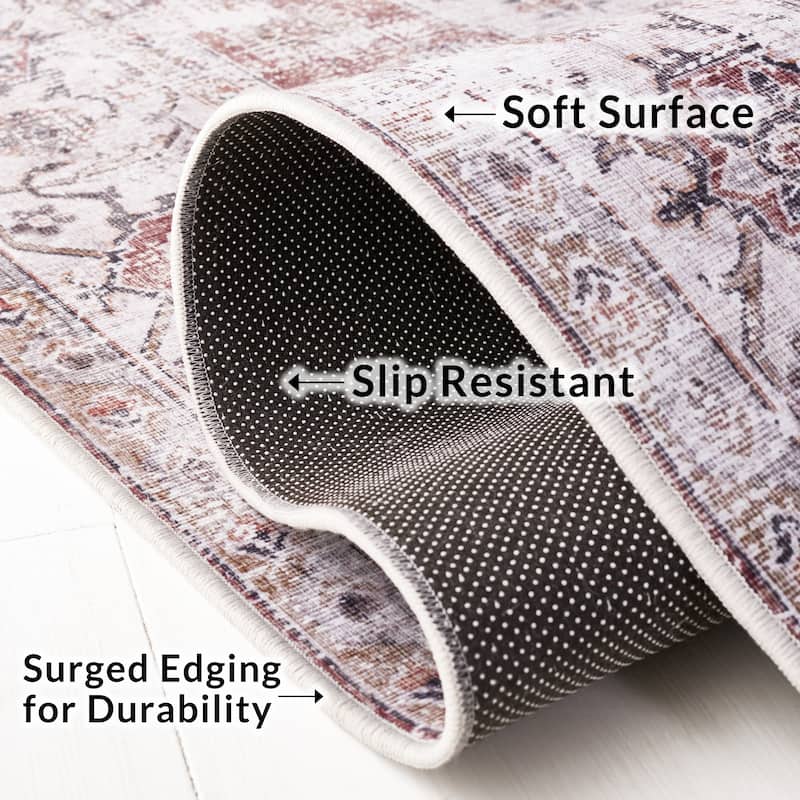 SAFAVIEH, Tucson Machine Washable Slip Resistant Queenie Oriental Medallion