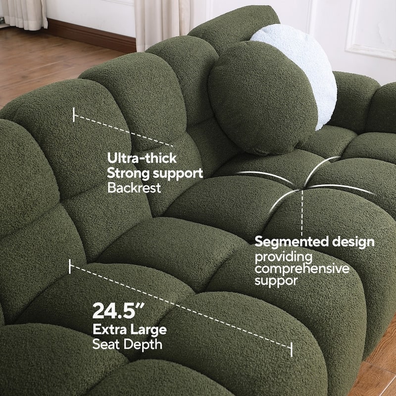 87.4" 3-Seater Boucle Sofa with Wood Frame