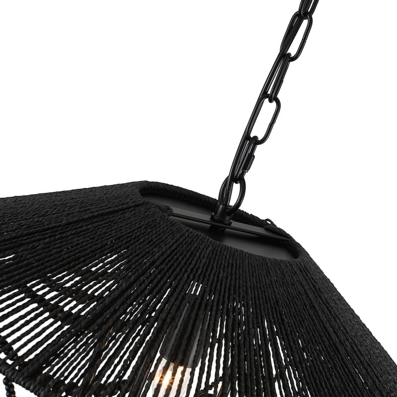 4-light Black Beaded Chandelier - 19.69"x19.69"x23.62"