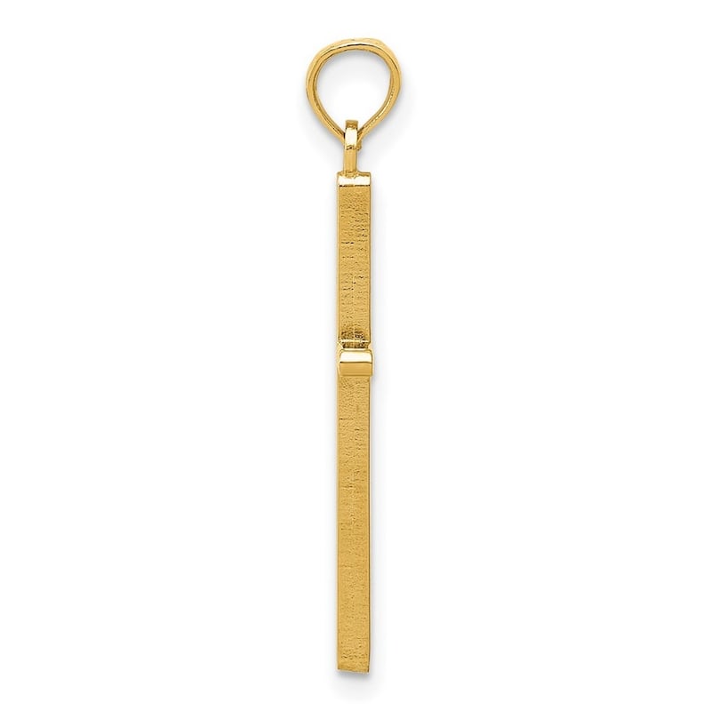 Curata 14k Yellow Gold 18" Polished Stick Style Cross Pendant Necklace - 12.5x31.4mm