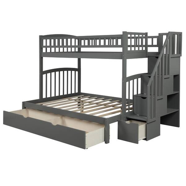 Shop Twin Bunk Bed With Staircases And Drawers Overstock 32075849