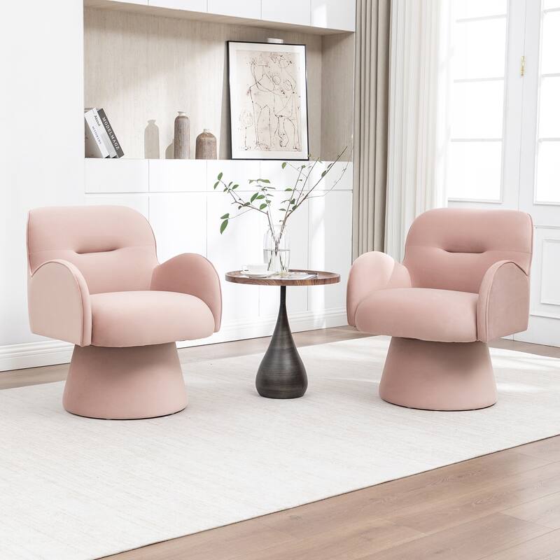 SEYNAR Modern Glam Velvet 360 Degree Swivel Armchair Set of 2