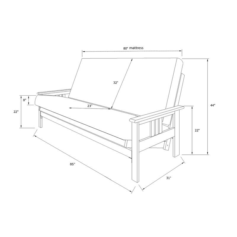 Butternut Finish Hardwood Queen-size Futon Set with Suede Mattress