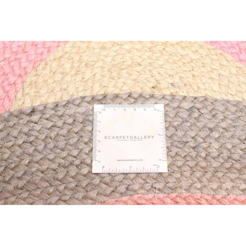 ECARPETGALLERY Braided Weave Palas Denizli Dark Pink Jute Rug - 3'0 x 3'0