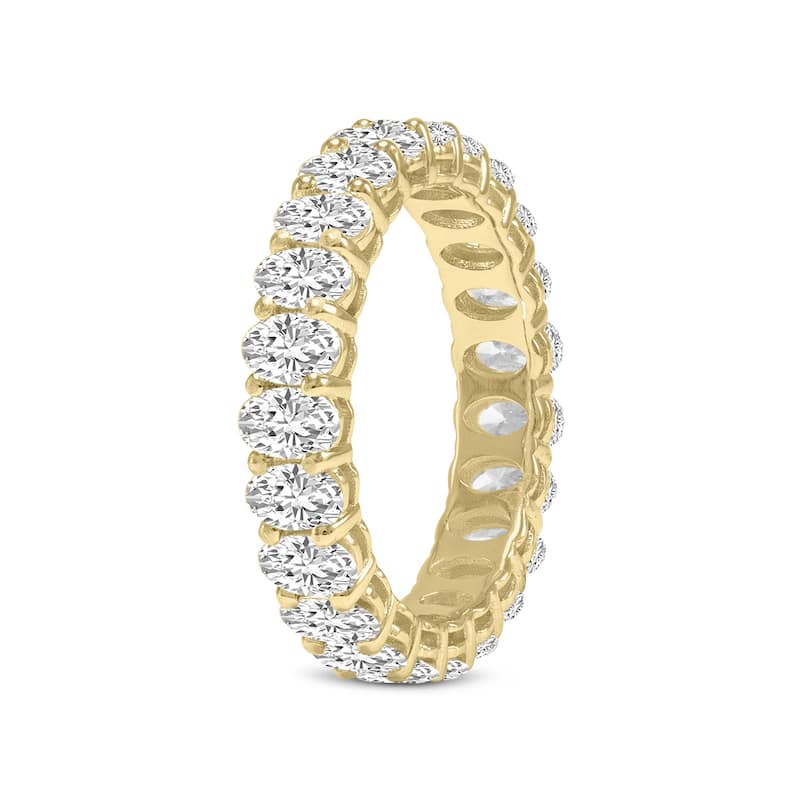 Marquee Jewels Oval Lab Grown Diamond Eternity Band in 14K Yellow Gold (4 Carat TW)