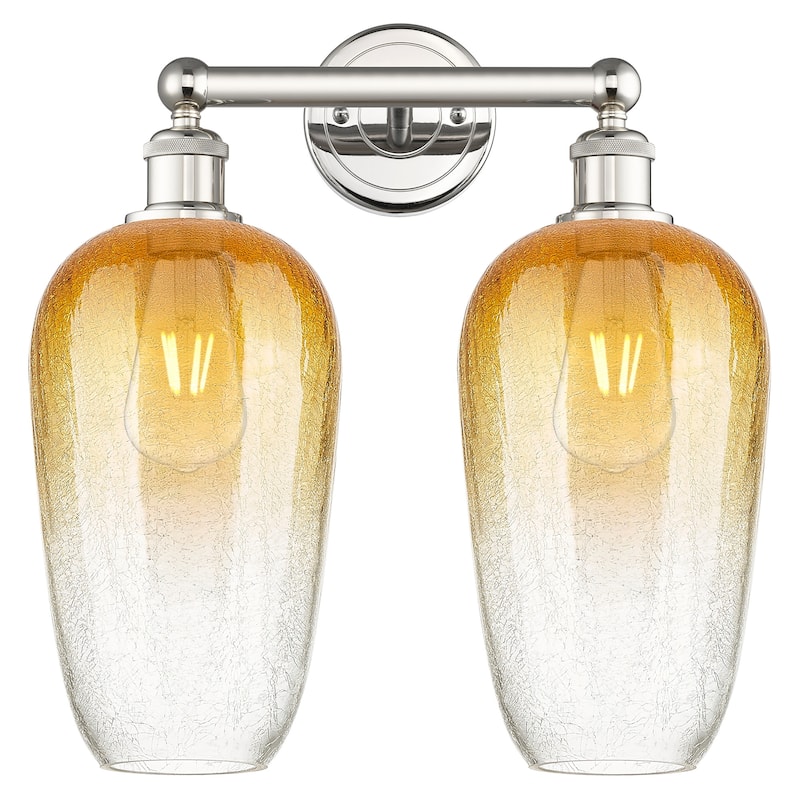 Innovations Lighting 616-2W-18-16 Brookhaven Flute Vanity Brookhaven - Polished Nickel / Amber