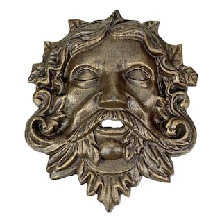 Cast Iron Green Man Wall Decor - Bronze Finish - 9.75 Inches Tall -