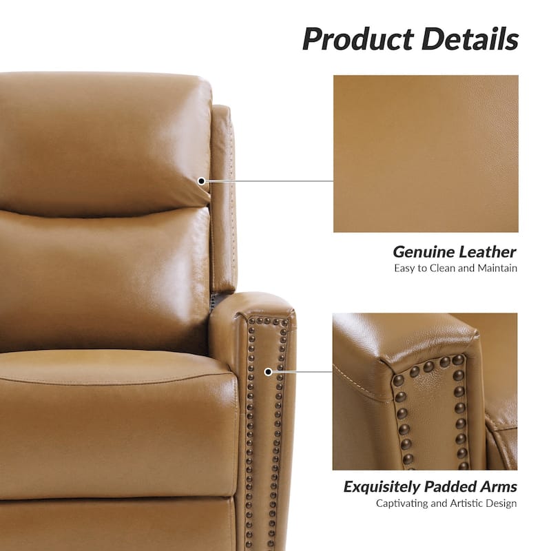 Fiacro 30.31"Wide Modern Genuine Leather Wingback Swivel Rocker Recliner with Nailhead Trims, Set of 2