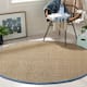 SAFAVIEH Natural Fiber Marina Basketweave Seagrass Rug - 4' x 4' Round - Natural/Navy