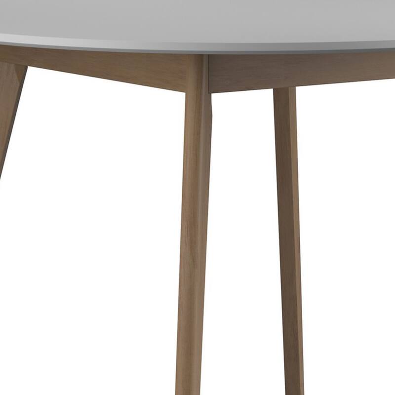 30 Inch Mid Century Two Tone Dining Table, White and Brown