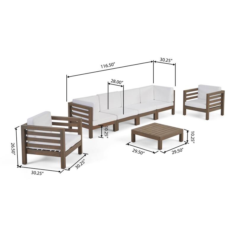 Oana Outdoor 6-seat Acacia Wood Sofa and Club Chair Chat Set by Christopher Knight Home