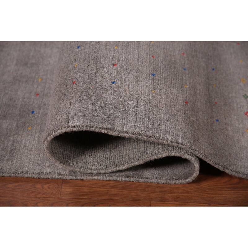 Gray Tribal Gabbeh Oriental Handmade Wool Carpet - 9'0" x 12'0"