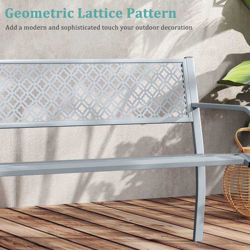 Costway 50" Outdoor Garden Bench with Geometric Lattice Backrest - See Details