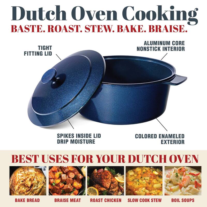 Granitestone Dutch Oven 5 Qt Nonstick Cooking Pot With Lid