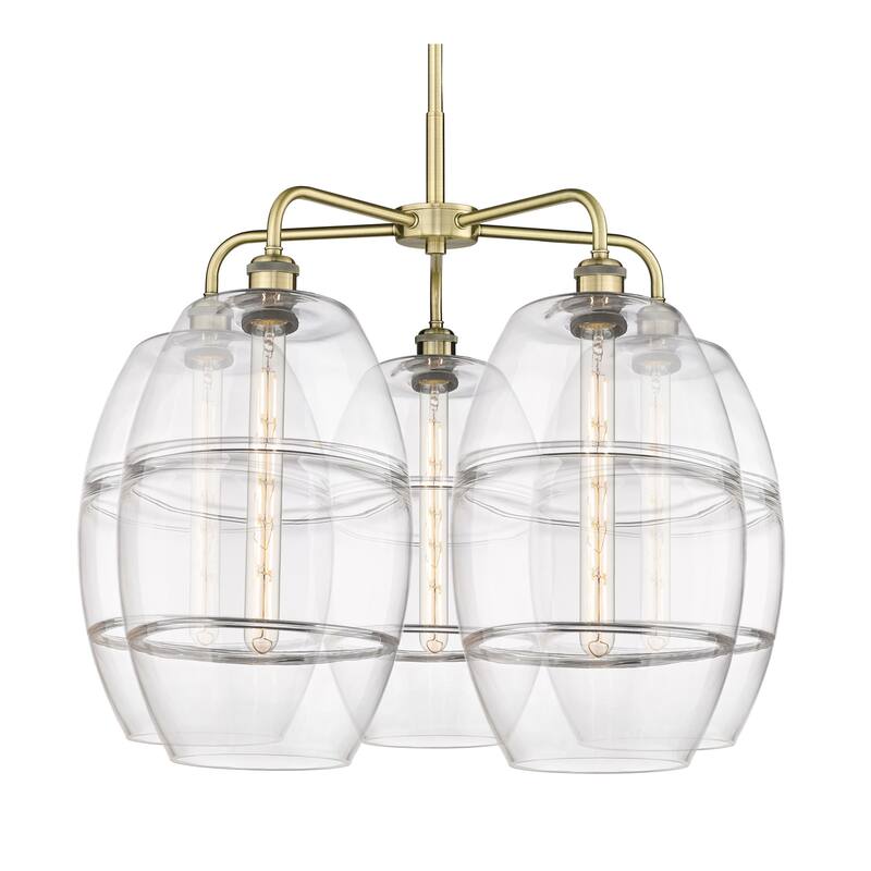 Innovations Lighting 516-5CR-24-28 Vaz Chandelier Vaz 5 Light 28" Wide - Antique Brass / Clear