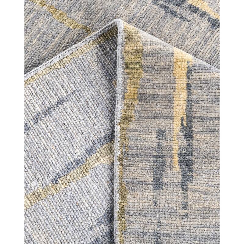 Modern One-of-a-Kind Hand-Knotted Area Rug - Gray, 8' 4" x 10' 1" - 8' 4" x 10' 1"