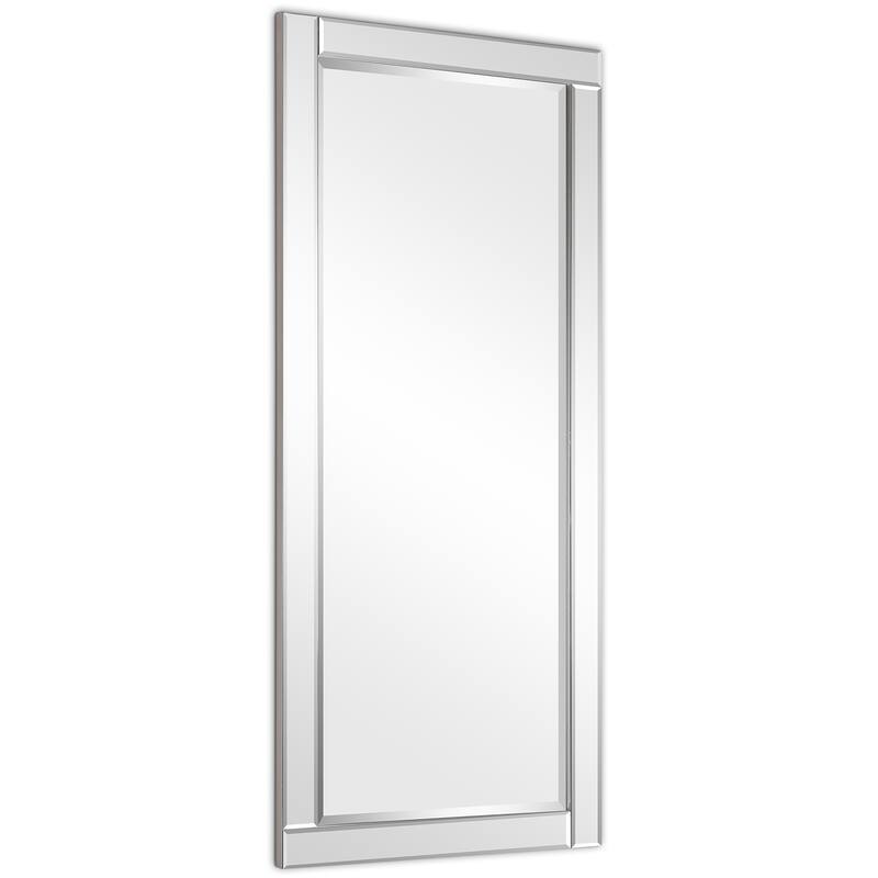 Moderno Beveled Rectangle Wall Mirror, Solid Wood Frame,1"-Beveled Center Mirror, Ready to Hang - Clear