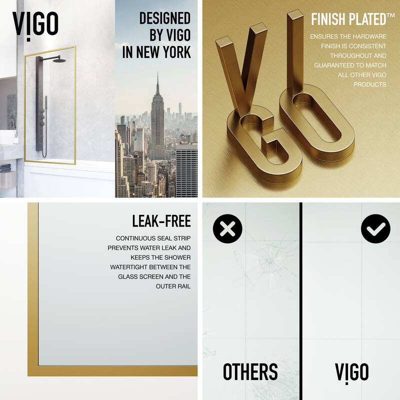 VIGO Meridian 34" W x 62" H Framed Fixed Tub Screen Door