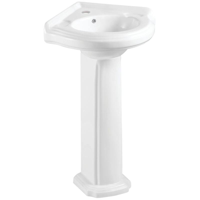 Kingston Brass VPB2210-P-SET Pilaster 21-5/8" Corner Ceramic Pedestal - Glossy White