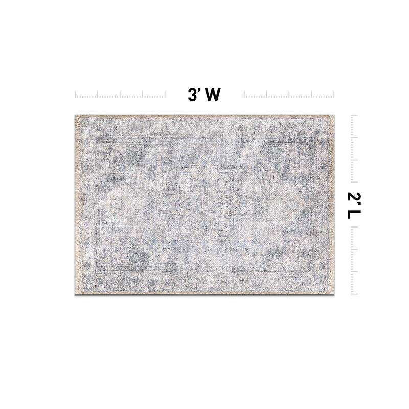 World Rug Gallery Distessed Medallion Machine Washable Area Rug