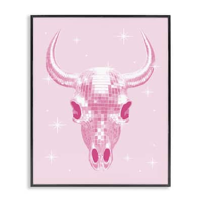 Stupell Pastel Disco Cattle Skull Framed Giclee Art Design By Lil' Rue