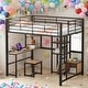 preview thumbnail 1 of 9, Full Size Loft Bed with Desk, Wardrobe, Shelves and Cabinet, Black Black