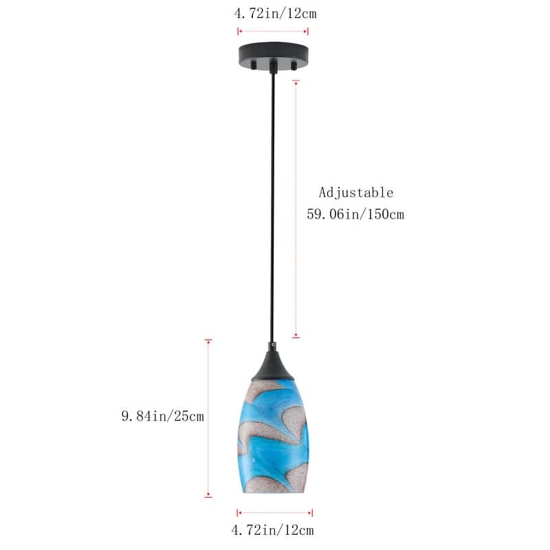 Black Metal and Glass Pendant Light for Kitchen Island Dining Room