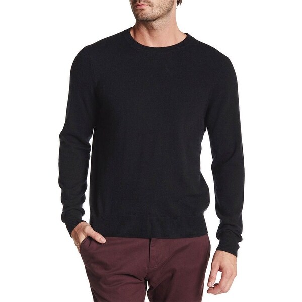 black cashmere crew neck sweater